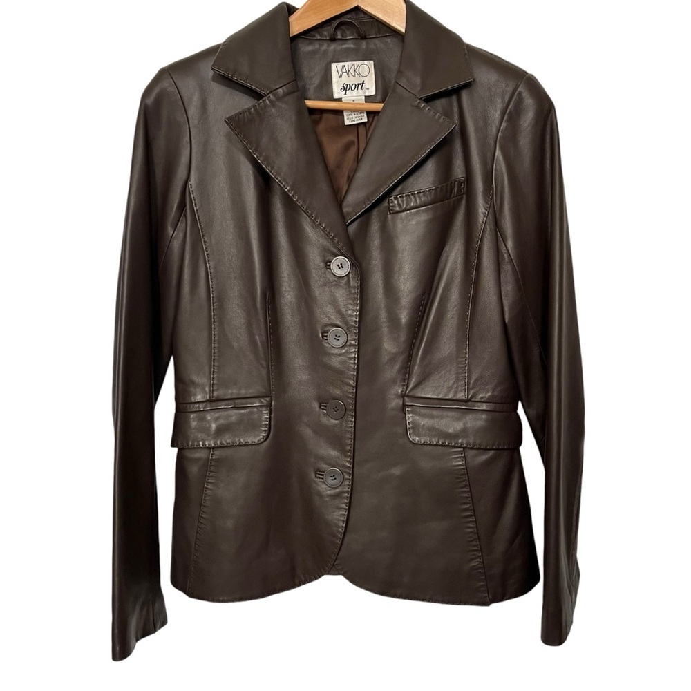 Women's vintage “Gilmour Girls” style Brown Leather Blazer Jacket